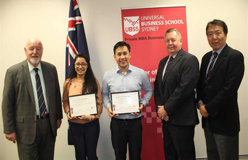 Professor Greg Whateley, Ekta Shrestha, Jeffrey Inciong, Associate Professor Wayne Smithson and Richard Xi