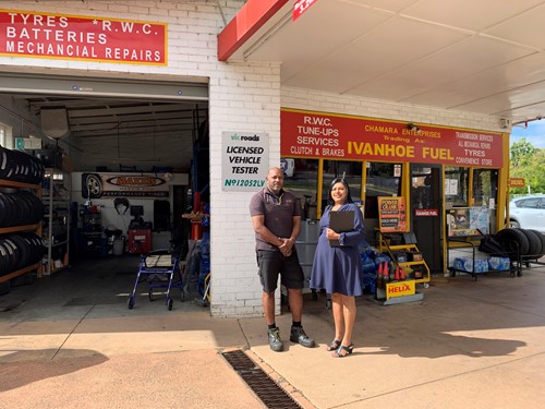 Himalee and her brother in the service station